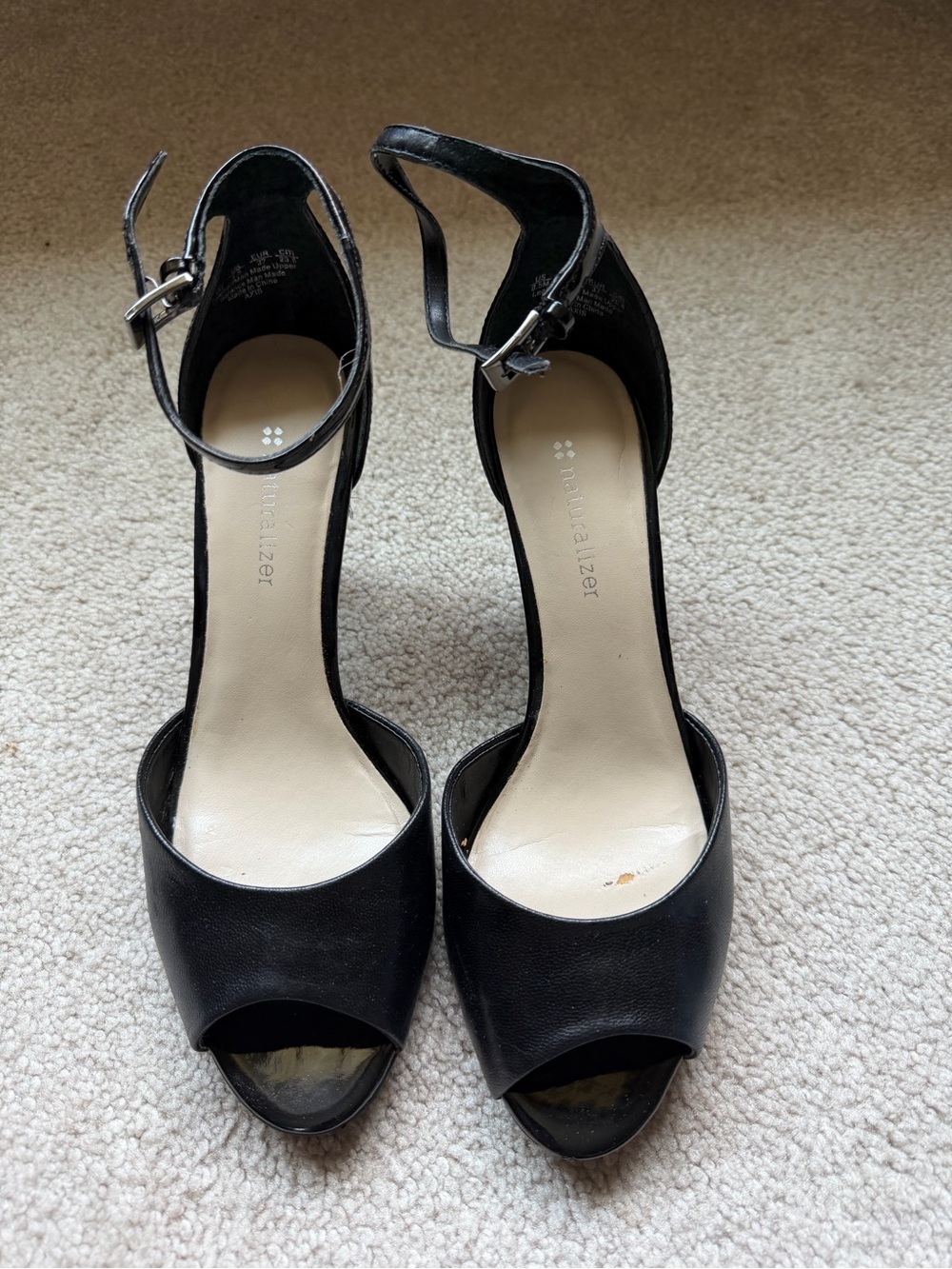 Naturalizer Black Peep-Toe Ankle-Strap Heels
